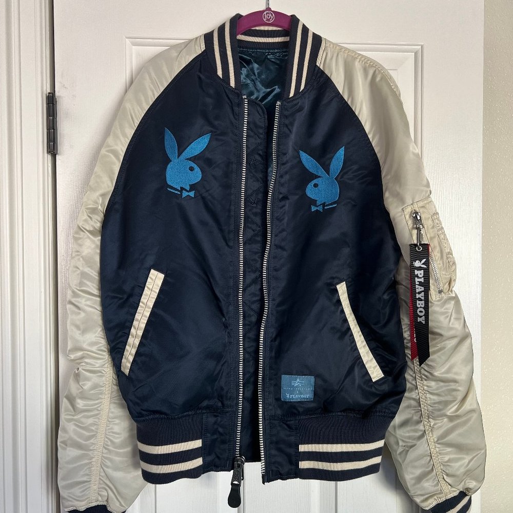 Alpha Industries x Urban Outfitters PLAYBOY MULTI STACK BOMBER JACKET